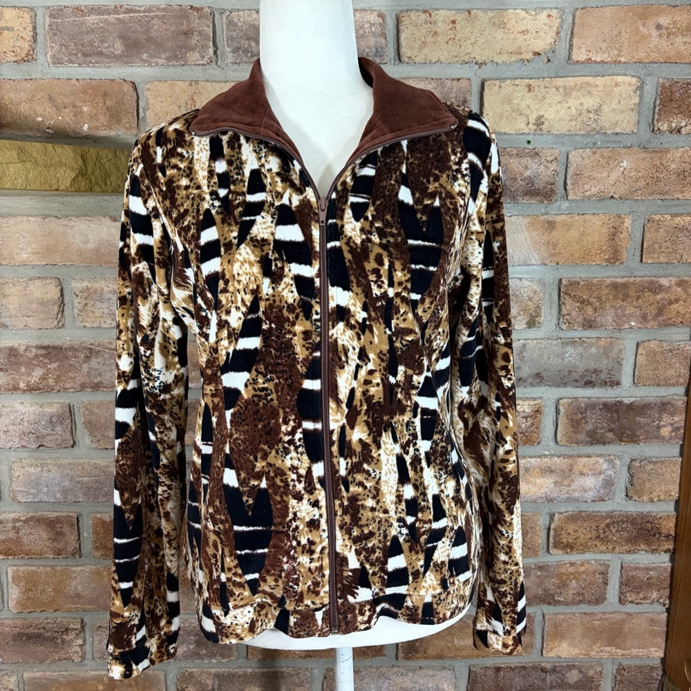 Kaktus Animal Patterned Print Zip Jacket
